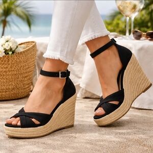 Christian Siriano NEW Solstice Mediterranen Costal Espadrille Wedge Sandals 6.5M